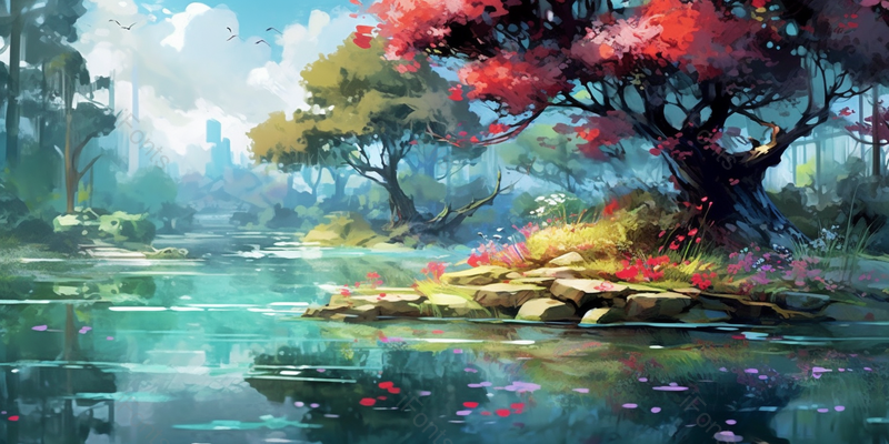 杭州西湖十景曲院风荷,插画/手绘图,插画/手绘图库,插画/手绘图下载,插画/手绘